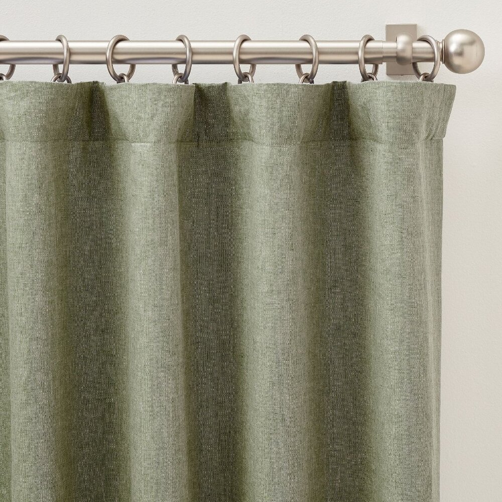 Pottery Barn Belgian Flax Linen Blackout Curtain Panel Loden Green 50" W x 120"